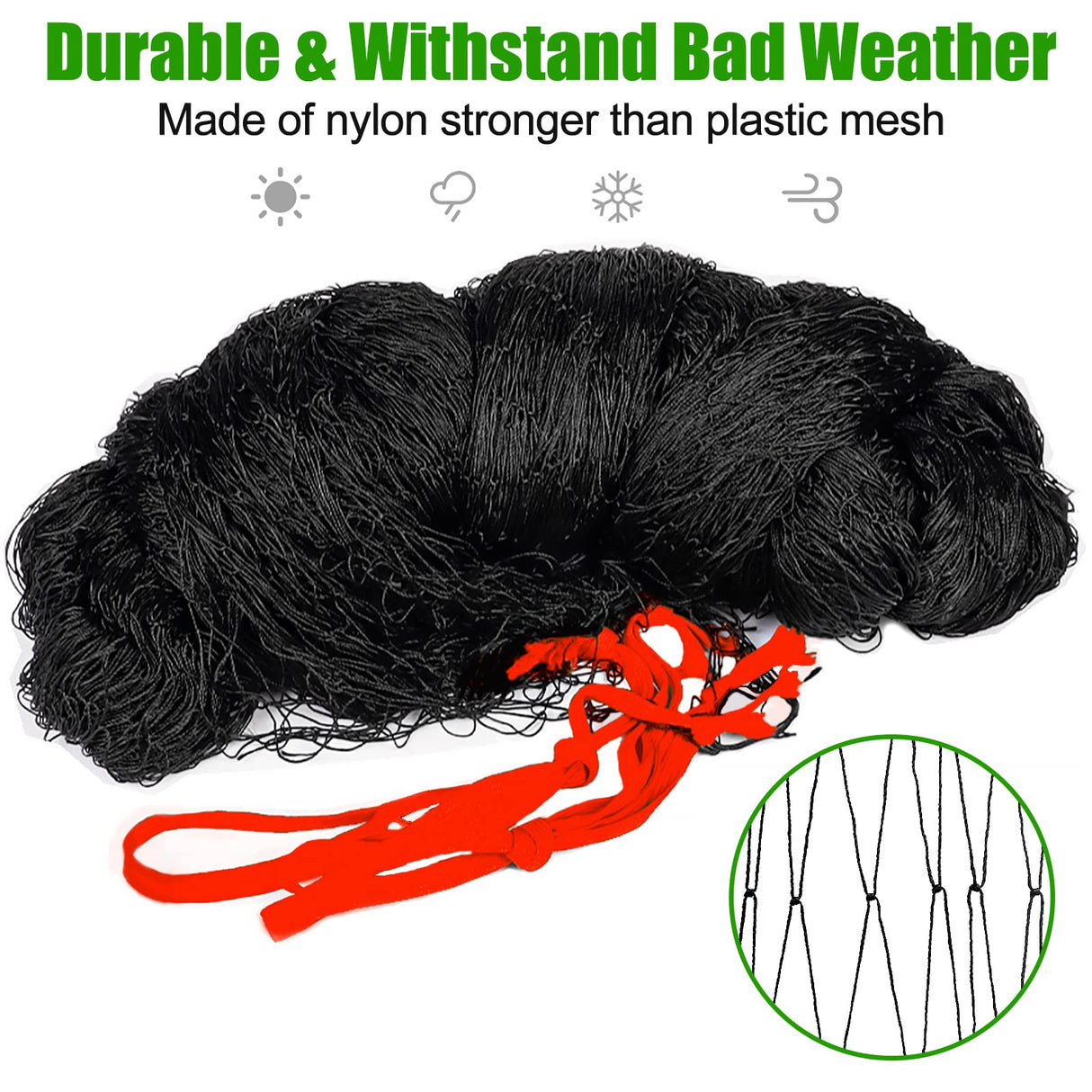 Bird Netting for Chicken Coop - 50x50ft Poultry Netting Over Chicken Run & Chicken Pen, Heavy Duty 2.4” Mesh Garden Net for Blueberry Bushes, Fruit Trees and Vegetable Against Birds, Deer, Squirrels RYHBETH