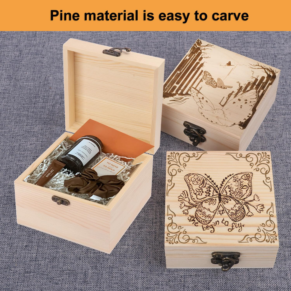 GNIEMCKIN 8 Pack Wooden Box, Unfinished Unpainted Wood Boxes for Crafts, DIY Projects, and Jewelry Storage (6x6x4 inch) GNIEMCKIN