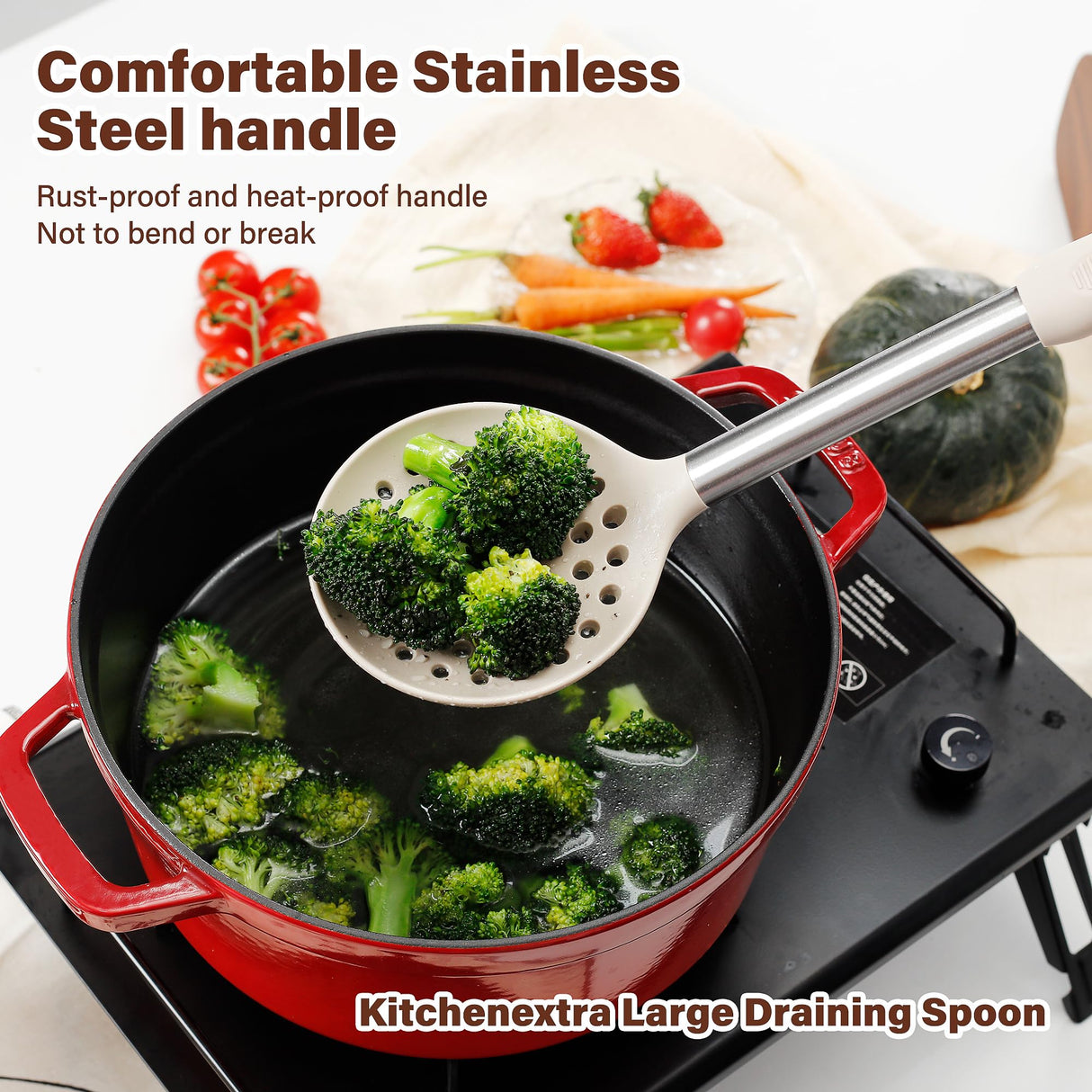 NCUE Kitchen Utensils Set, 35 Pcs Silicone Cooking Utensils Set with Holder, with Stainless Steel Handle Spatula Set, Spoons, Pasta Server, Cheese Grater, Masher, Scissors, Dishwasher Safe (Khaki) NCUE