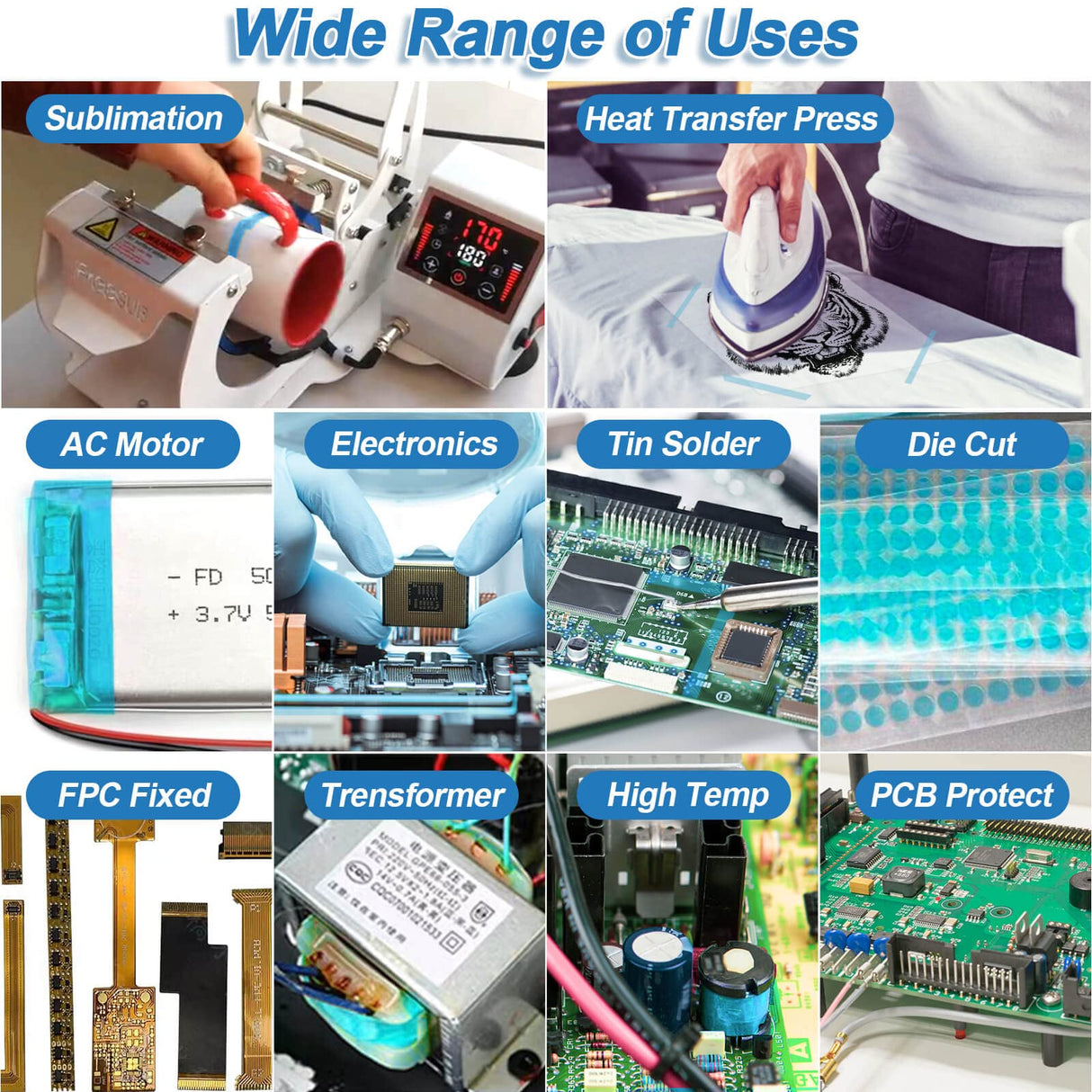 selizo Heat Tape for Heat Press Sublimation, 6 Packs Heat Transfer Tape Heat Resistant High Temperature Adhesive Tape for Dye Sublimation, HTV Craft selizo