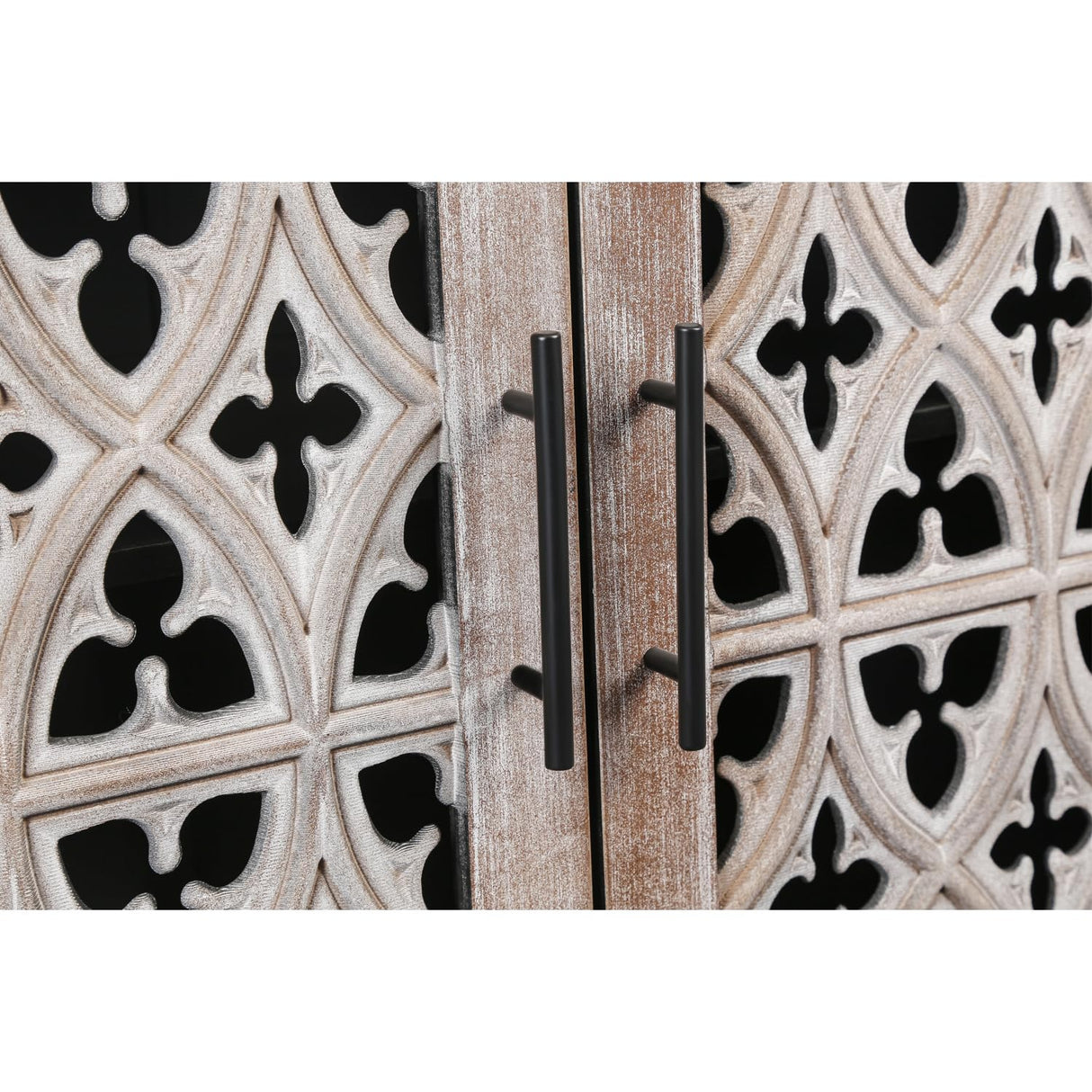 LKTART 59.8" Antique Brown Sideboard Buffet Storage Cabinet Hollow Four Door Antique Cabinet American Country Style Suitable for Living Room Kitchen Hallway LKTART