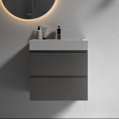 BLUHOUZZ Alice 24 Inch Bathroom Vanity with Sink with Overflow, Large Storage Wall Mounted Floating Bathroom Vanity for Modern Bathroom, One-Piece Sink Basin Minimalist Bathroom Sink Cabinet