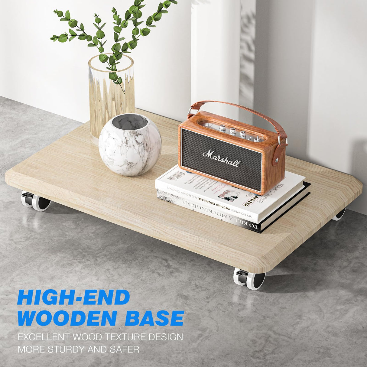 Rfiver Rolling TV Stand for 32 to 70 Inch TVs, Modern Portable Corner TV Stand with Upgraded Wheels, 9 Levels of Height & ±30° Swivel Adjustable Mobile TV Stand for Bedroom, Corner, Small Dorm, White Rfiver