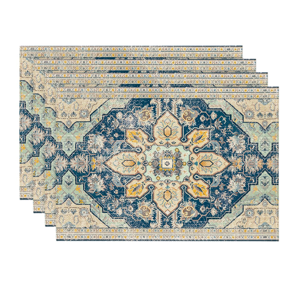 Artoid Mode Boho Bohemia Style Sliver Placemats Set of 4, 12x18 Inch Country Rustic Farmhouse Magical Fall Table Mats for Party Kitchen Dining Decoration Artoid Mode