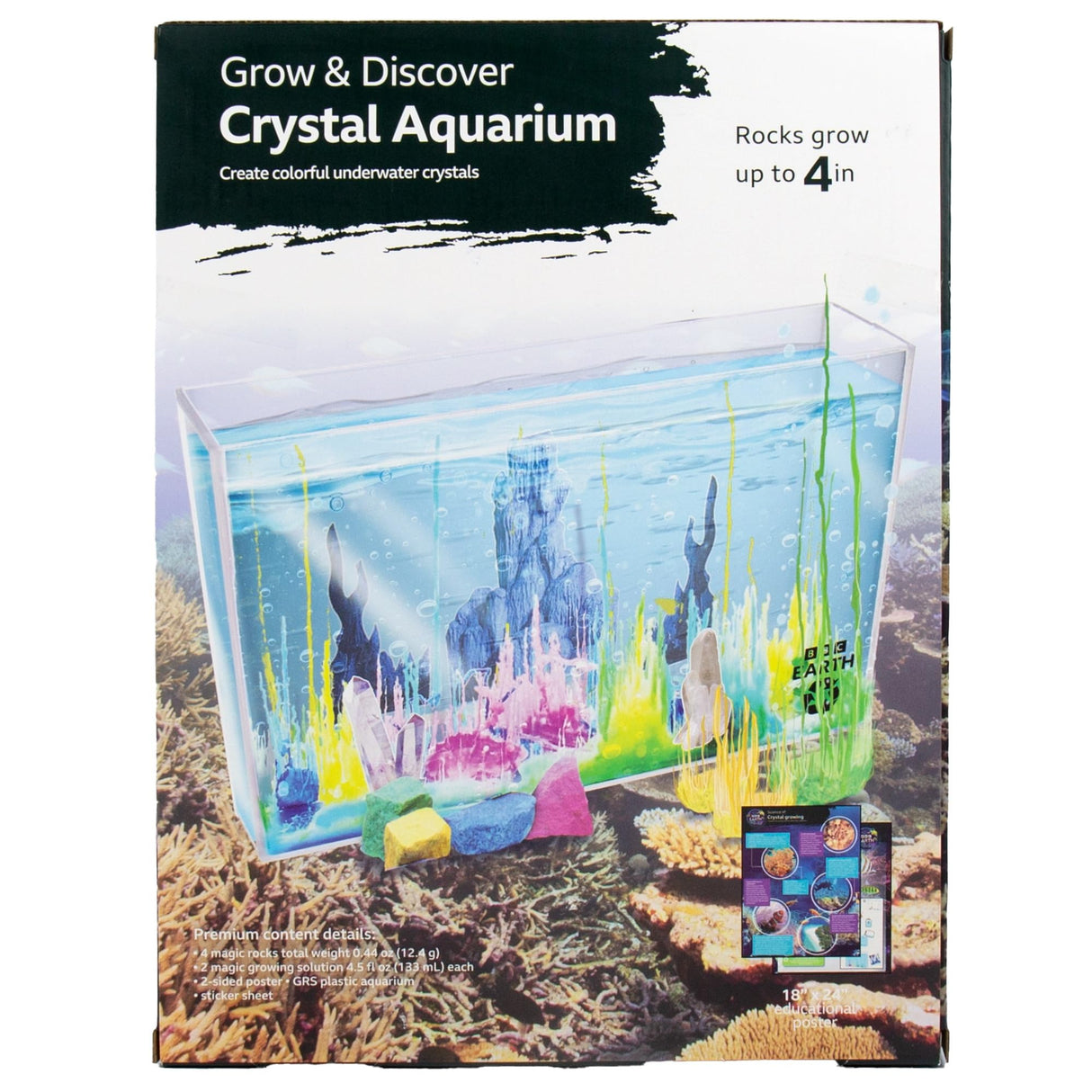 BBC Earth Grow & Discover Crystal Aquarium, Grow Colorful Cave-Like Crystal Formations Inside Reusable Tank, Magic Rocks, STEM Toys, Unique Crystal Growing kit, Science Experiments for Kids 6-8 Horizon Group USA