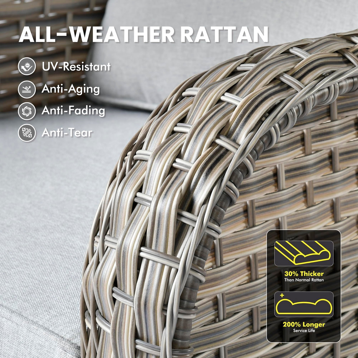 Outdoor Sectional Patio Furniture Set with Fire Pit Table and Swivel Rocking Chairs,11 Pieces Wicker Conversation Sets L Shaped Couch Out Door Sofa Outside Furniture for Garden Deck Yard,Grey POUUIN