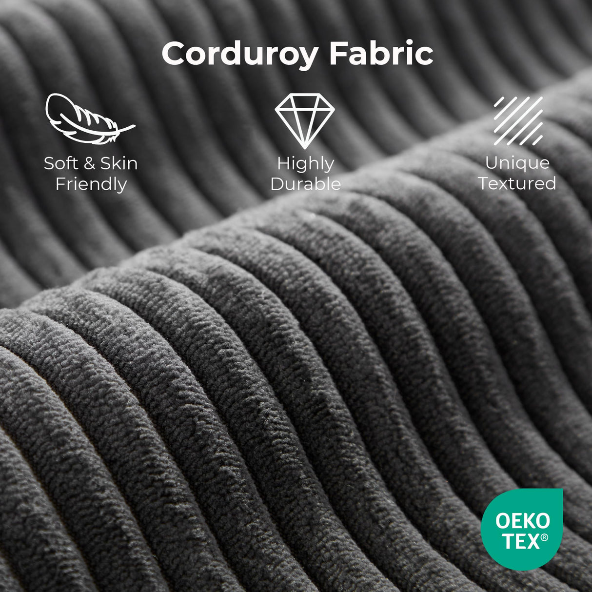 LIKIMIO 78" Loveseat Sofa in a Box, Cloud Boneless Couch with Comfy Deep Seat, No Assembly Required, Modern Upholstered Corduroy Sofa for Living Room, Apartment, Home Office, Dark Grey LIKIMIO