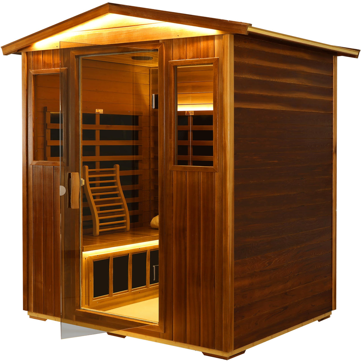 LTCCDSS Red Cedar Outdoor Sauna 4 Person, Ultra-Low EMF Far Infrared Sauna for Home, Chromotherapy, Bluetooth Speaker LTCCDSS