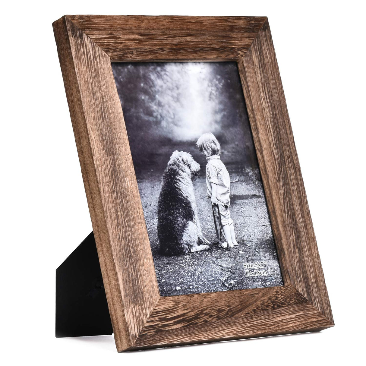 Yaetm 5x7 Picture Frame Distressed Wood, Rustic Solid Wood Photo Frame 5 x 7, Display for Tabletop and Wall, High Definition Glass, Carbonized Black (2 pack) Yaetm