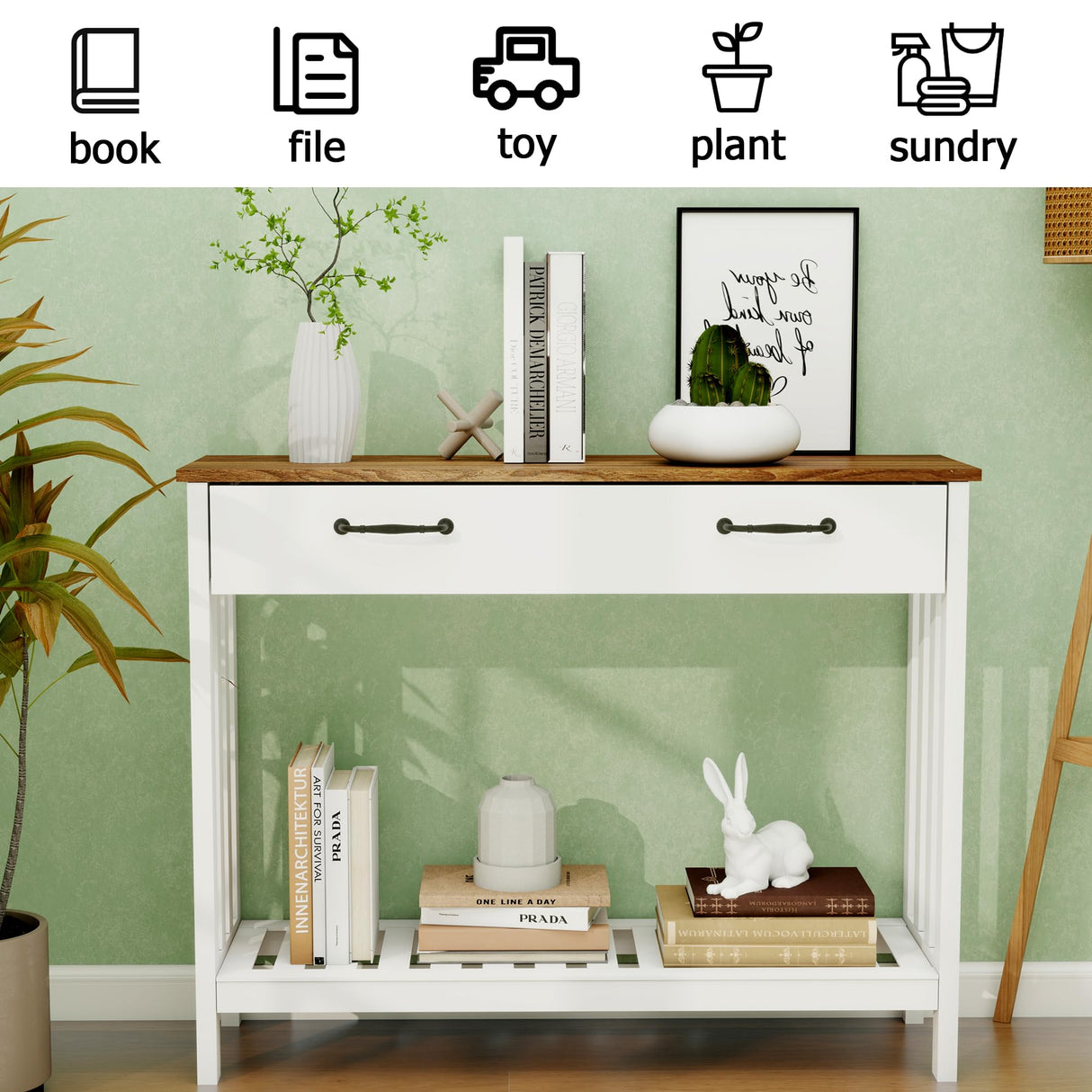 TaoHFE Farmhouse Narrow Console Table Modern Wooden,Living Room Tables Narrow Side Tables for Entryway,Entry Table with Storage Hallway SideTable with Drawers TaoHFE