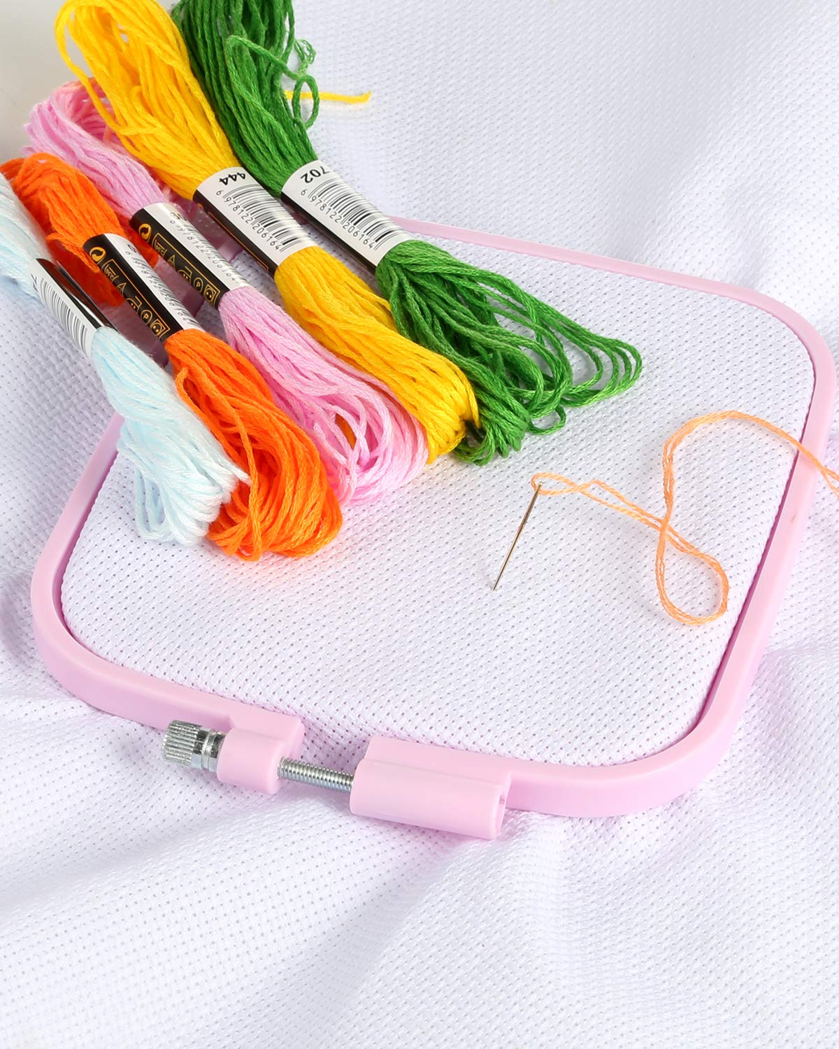 Pllieay 5 Pieces 5 Sizes Square Embroidery Hoops, ABS Plastic Embroidery Hoops for DIY Embroidery Craft Pllieay