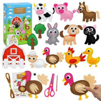 OKOOKO Animal Sewing Craft Kit, Sewing Craft Kit for Kids, DIY Crafting and Sewing Set, Art Craft Kits, Fun and Educational Craft Set, Sew Your Own Felt Animals