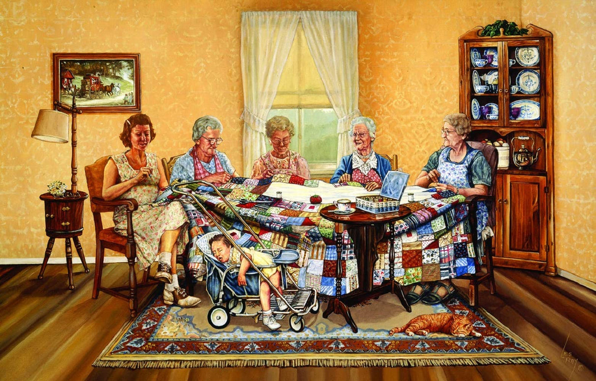 SUNSOUT INC - The Gossip Party - 1000 pc Jigsaw Puzzle by Artist: Les Ray - Finished Size 19" x 30" - MPN# 25202 SunsOut