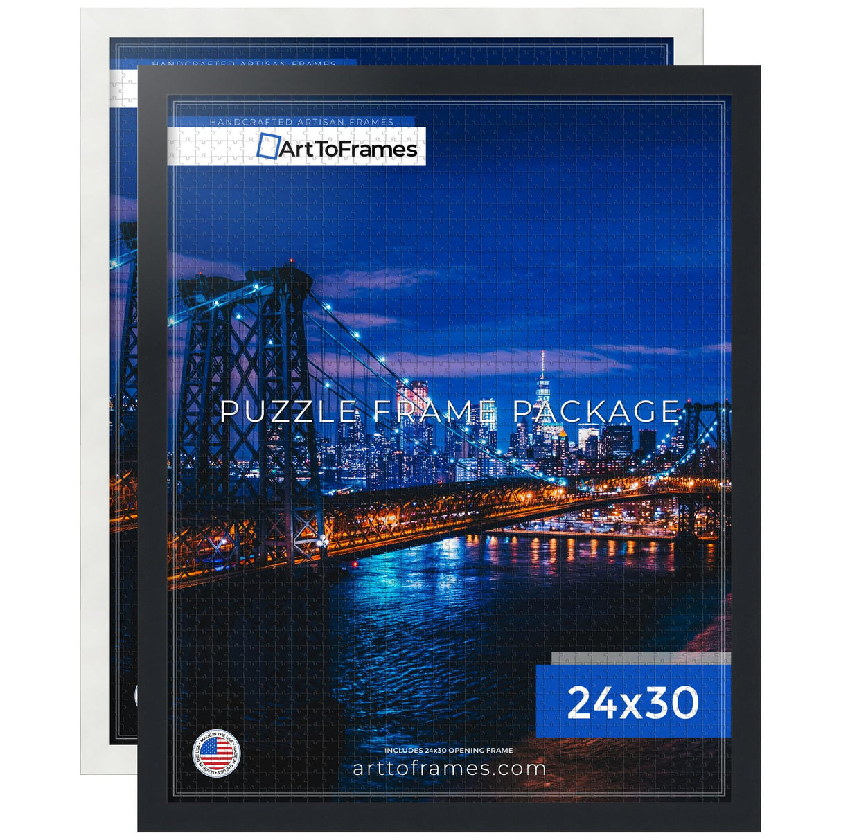 ArtToFrames 24x30 INCH/61x76.2 CM White Frame for 1000 piece Puzzles.This 1.25 Inch Custom MDF Puzzle Frame is White - Comes with Economy Acrylic (Puzzle5179-24x30) ArtToFrames