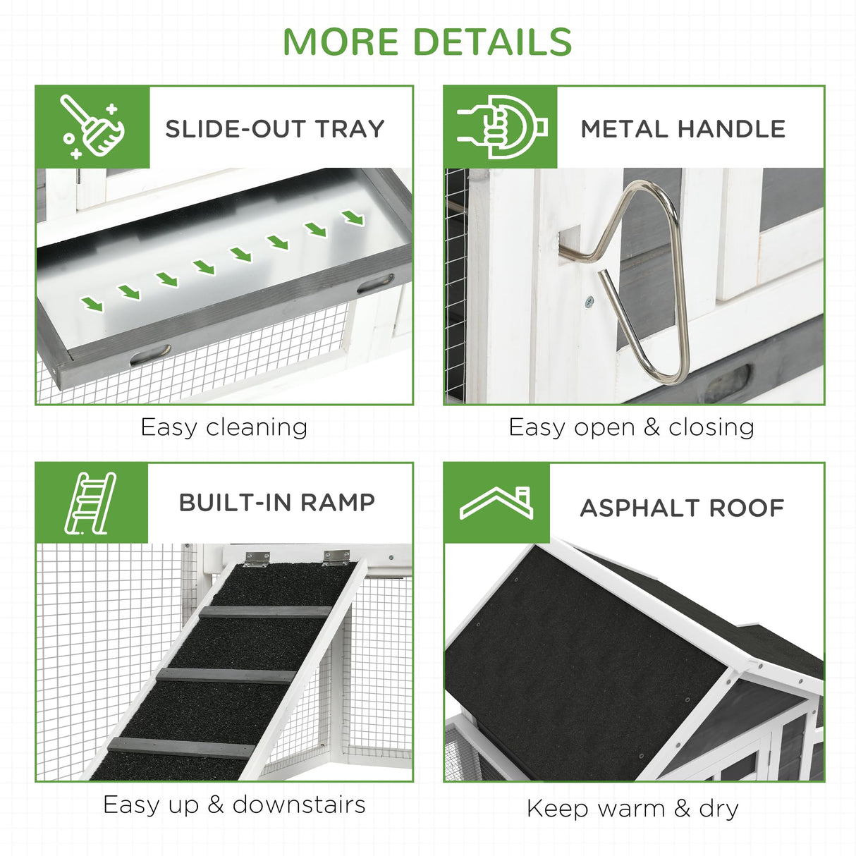 PawHut Dual Wooden Chicken Coop with Garden Bed, Large Outdoor Hen House with Nesting Boxes Removable Trays, Ramps Run, for Garden Backyard, 123" x 27.5" x 42.5", Dark Gray PawHut
