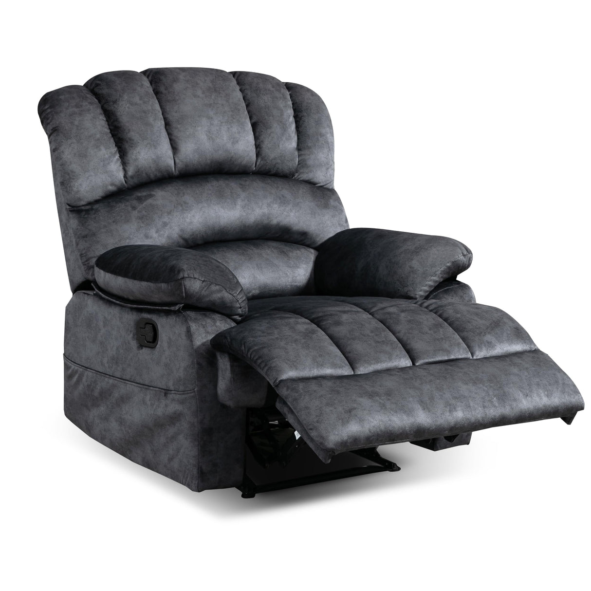 Luxlen Large Manual Recliner Chair,Soft Fabric Push Back Recliner with Overstuffed Armrest and Backrest, Living Room Single Sofa Recliners,Grey Luxlen