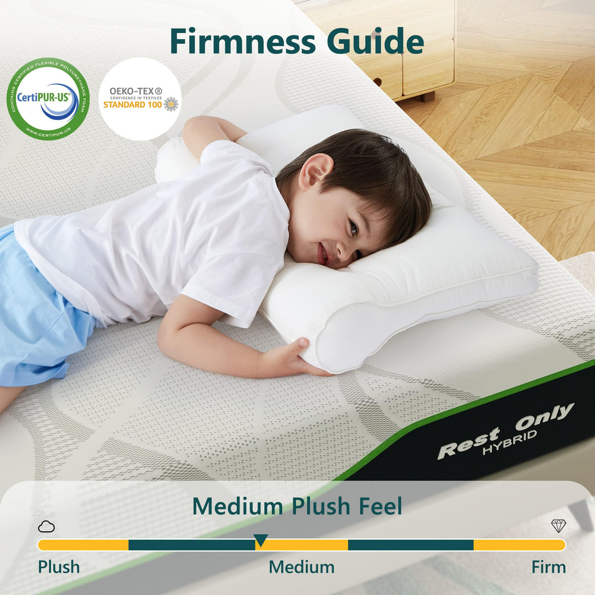 Rest Only Twin XL Mattress 14 Inch, Twin XL Hybrid Mattress in a Box, Extra Long Twin Innerspring Mattress with Gel Memory Foam and Pocket Coils Spring, Medium Plush Feel RO REST ONLY