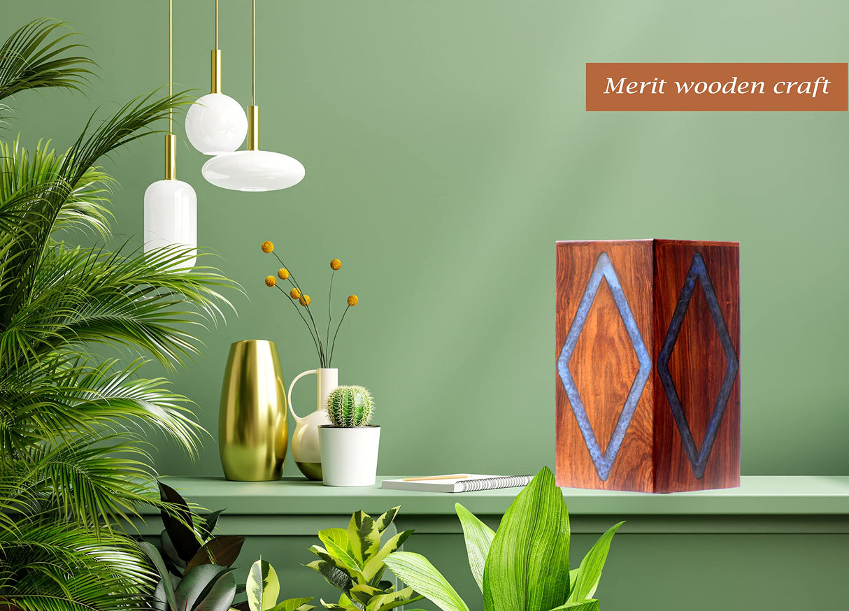 Wooden Urn box With Amazing Resin Design - Personalized Cremation Urn for Ashes - Handmade Urns for Human Ashes - Adult Large Cremation Urns - Merit wooden craft
