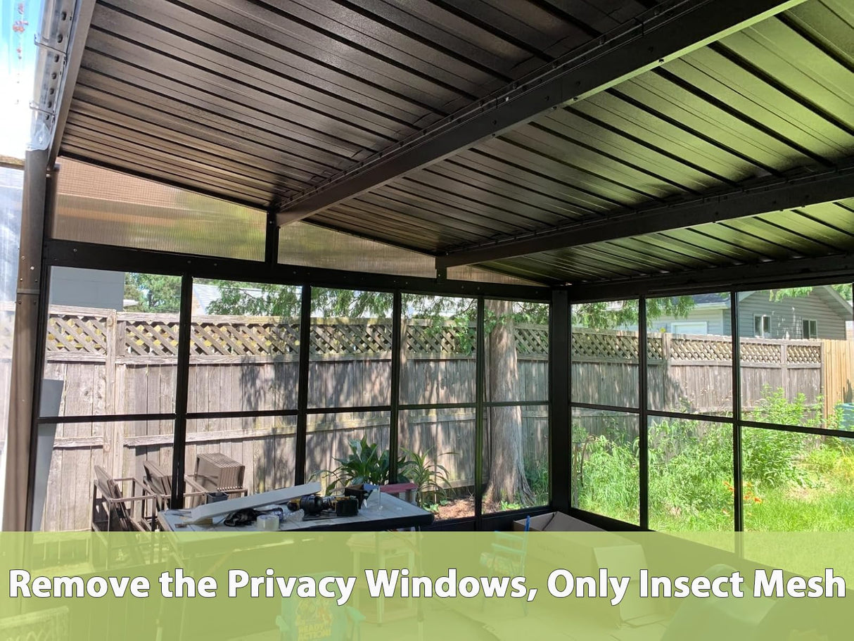 Domi 12'x20' Outdoor Sunroom Kit, Wall Mounted Solarium All Weather with 3 Sliding Double Doors, Aluminum Lean to Gazebo with Galvanized Steel Roof, Detachable PC Screen for Patio, Deck, Backyard domi outdoor living