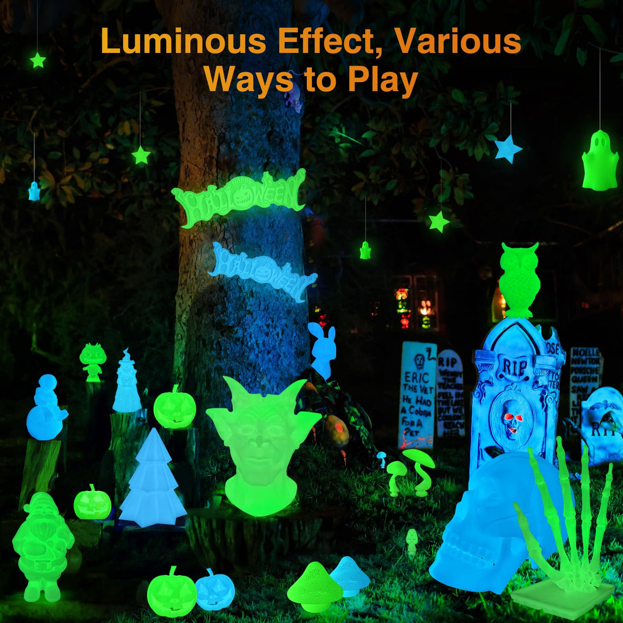 Amoybaby Glow in The Dark PLA Filament Blue, 1.75mm Luminous 3D Printer Filament, 1kg Spool (2.2lbs), Accuracy +/- 0.03 mm, Strong Glow Effect & Long Glowing Time (Glow Blue) Amoybaby