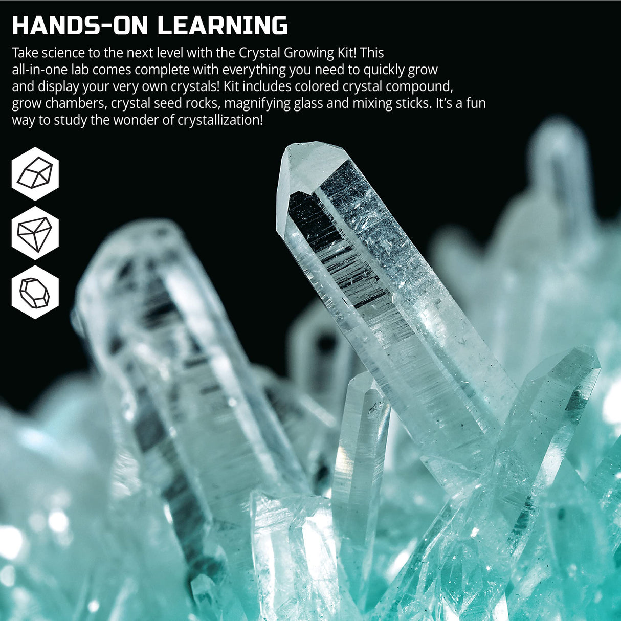 Discovery™ 12-Piece Lab Crystal Growing Kit, Grow Colored Crystals, Includes Mold Shapes and Magnifying Glass, Fun Chemistry and Geology Educational Science STEM Set Discovery Kids