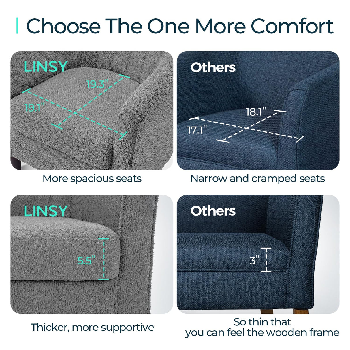 LINSY Accent Chair Ottoman Set: Chenille Barrel Chair with Foot Rest, Mid-Century Modern Small Reading Chair Upholstered Armchair with Footrest for Living Room Bedroom Study Room Office LINSY