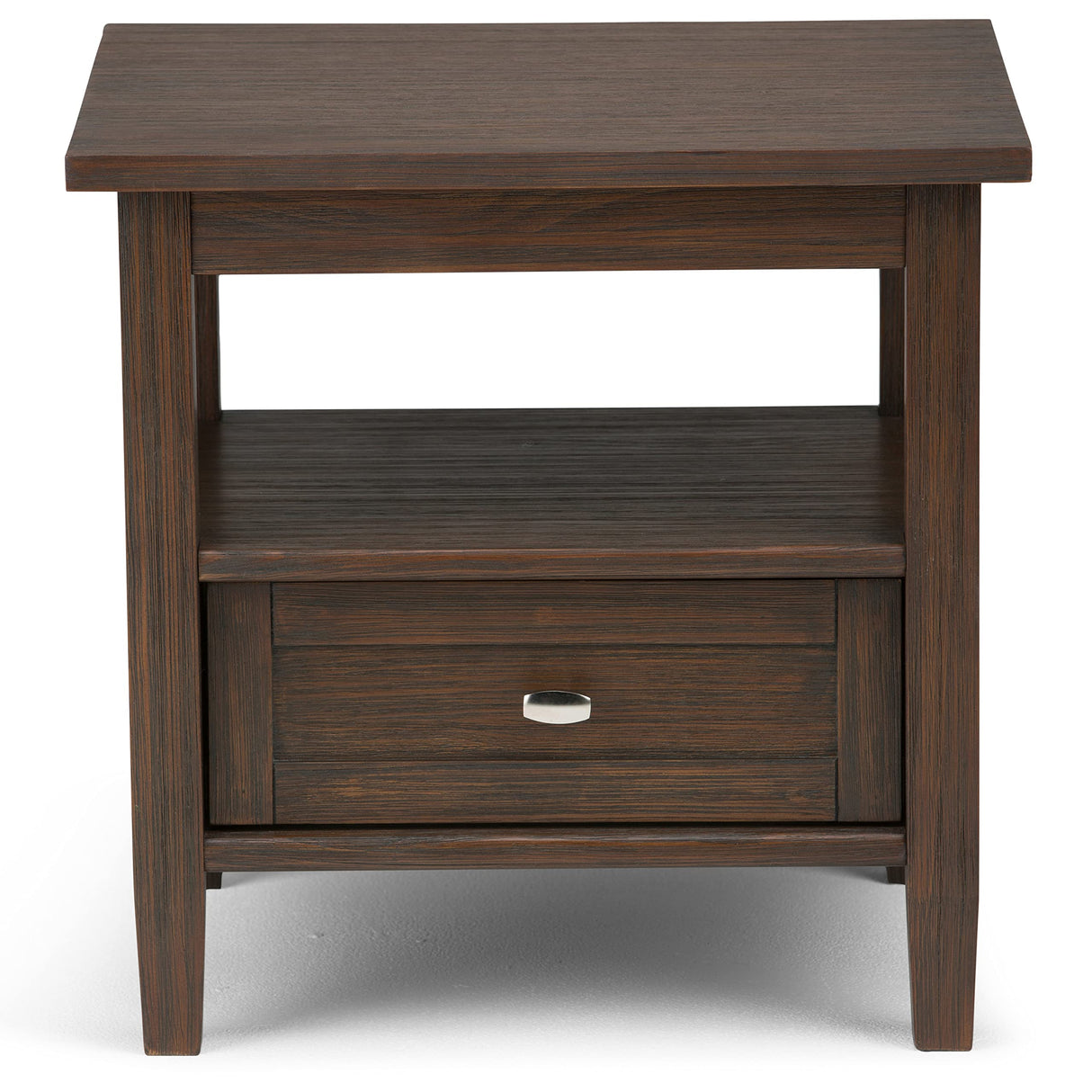 SIMPLIHOME Warm Shaker SOLID WOOD 20 inch wide Rectangle Rustic End Side Table in Farmhouse Brown with Storage, 1 Drawer and 1 Shelf, for the Living Room and Bedroom SIMPLIHOME