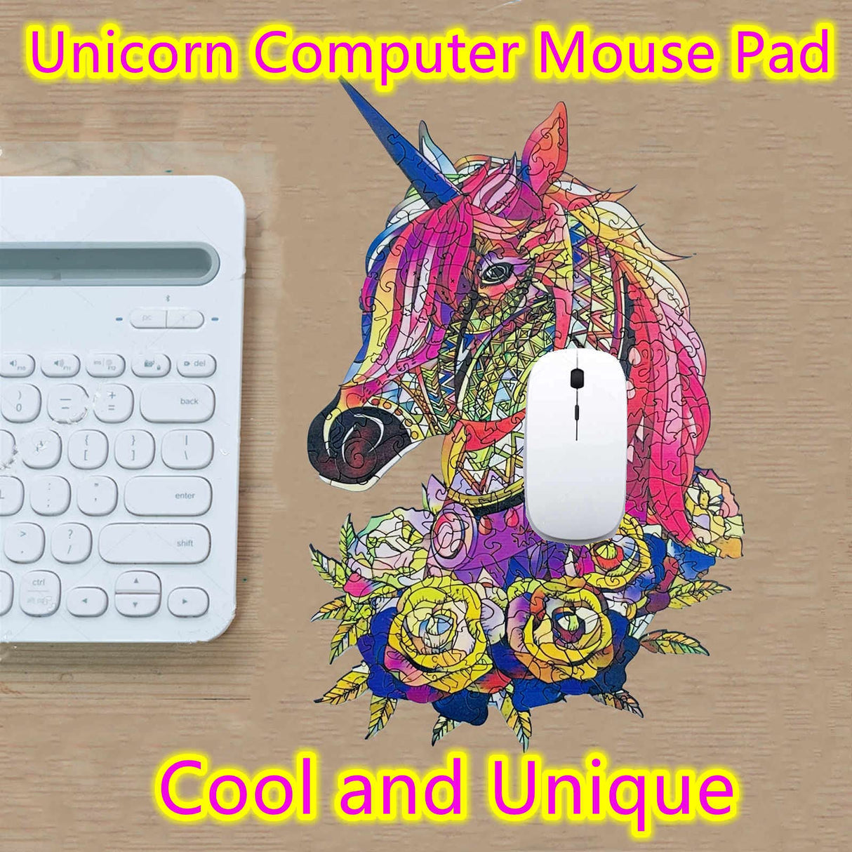 Wooden Jigsaw Puzzle for Adults,Unique Unicorn Animals Shaped Magic Jigsaw Puzzle Pieces Best Gift for Adults,Can be Used as a Cool Mouse Pad,157pcs,(11×7.5 inches) Large… TYRNDINNO