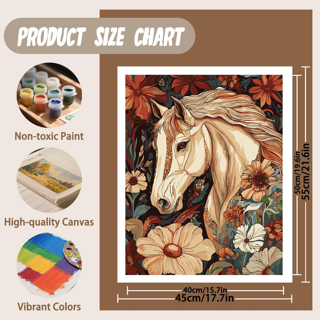 XTCIXAL Horse Paint by Numbers Kit for Adults, Horse Paint by Number for Adults, Beginners Acrylic Canvas Painting Kits for Home Wall Decor 16x20 Inch XTCIXAL