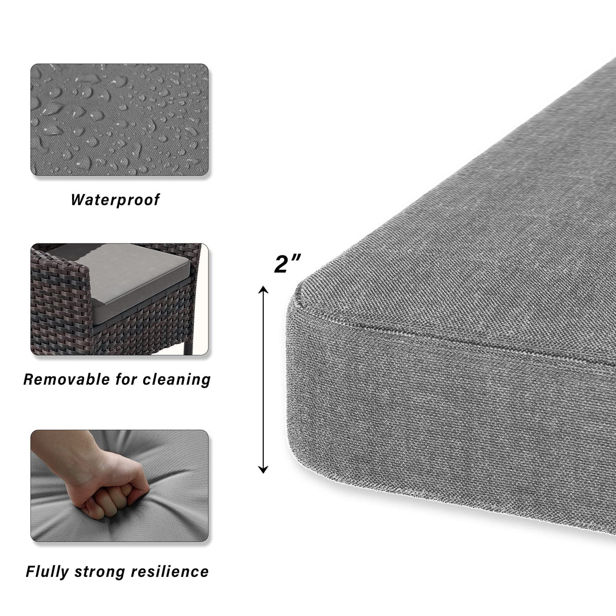 RTDTD 10 Pieces Patio Dining Set Outdoor Rattan Furniture Dinning Set with 2 Square Glass Tabletops 8 Chairs with Grey Cushions for Patio, Backyard Outdoor Kitchen Lawn & Garden RTDTD