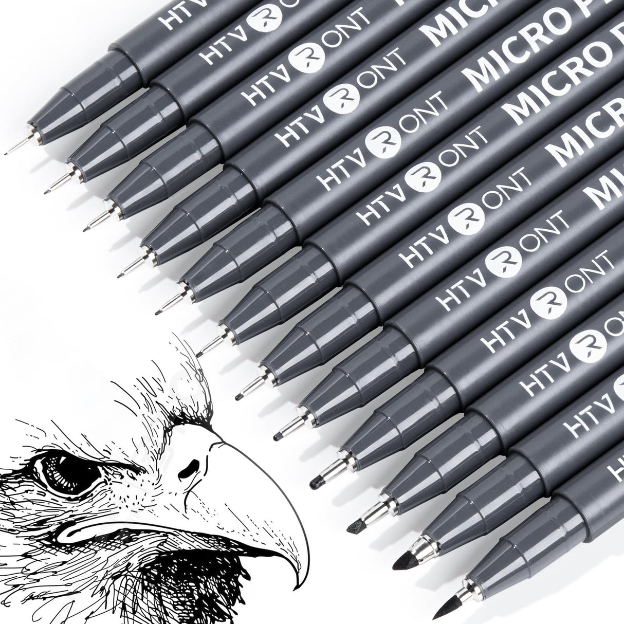 HTVRONT Micro Pens Fineliner Drawing Pens - 13 Pack Artist Pens Fine Liners Sketch Pens Set - 1HB Pencil & 12 Sizes Black Waterproof Archival Ink Pens for Artists Drawing, Anime Christmas Art Supplies HTVRONT