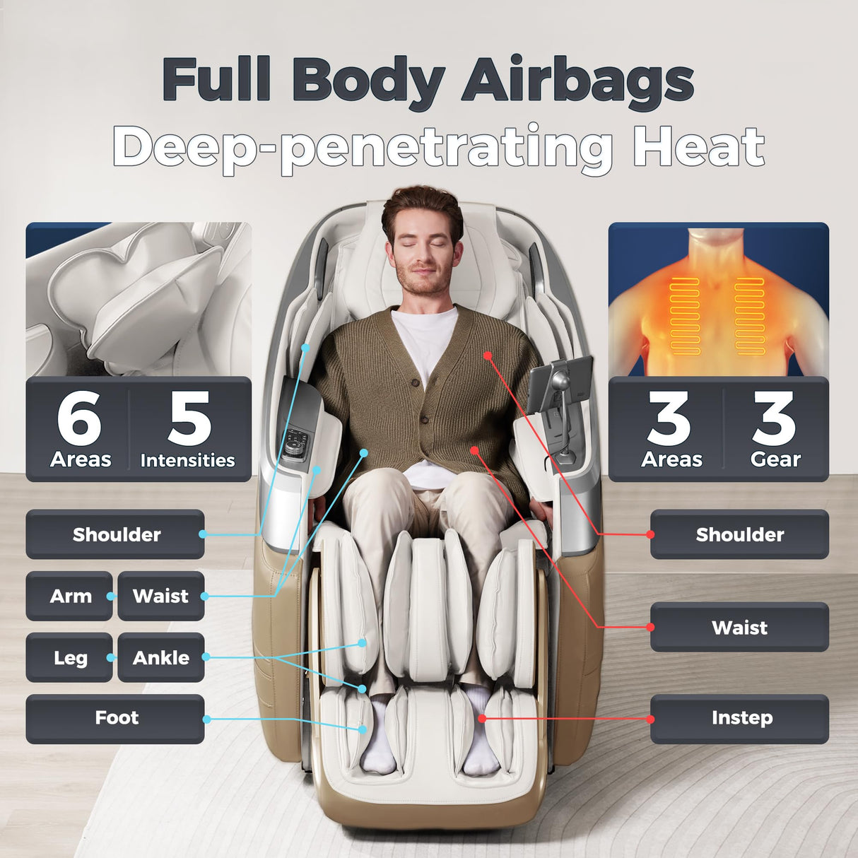 iBooMas P03 2025 4D Zero Gravity Massage Chair,APP Control Massage Chairs Full Body with SL Track,Touch Screen Navigation,Yoga Stretch,Foot Roller,Heat,Airbags,Wireless Charger (Beige) iBooMas