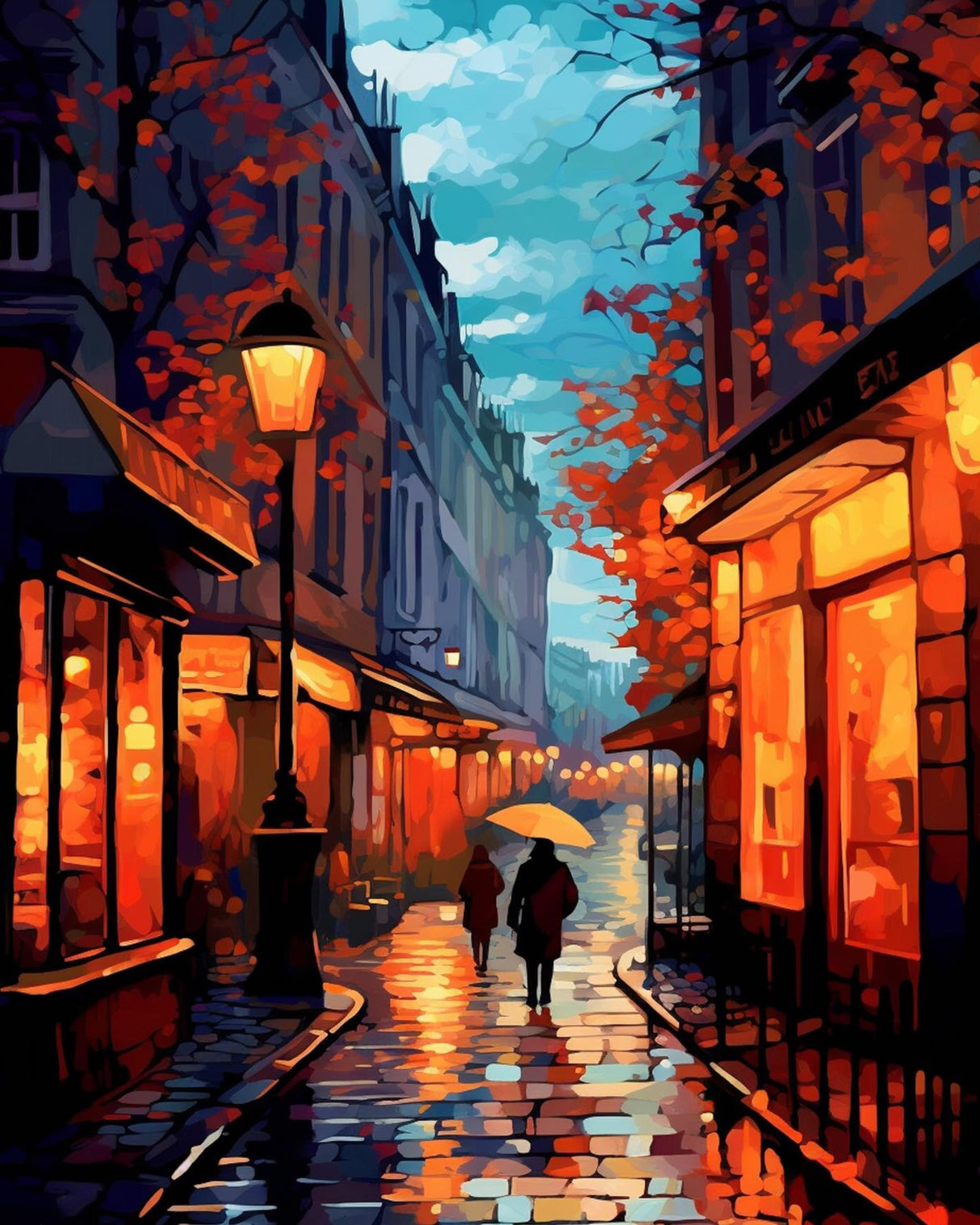 croshom Paint by Numbers Kit for Adults Beginner, DIY Easy Canvas Adult Paint by Numbers Kits, Gifts and Home Wall Decor 16" x 20",Street Scenery croshom