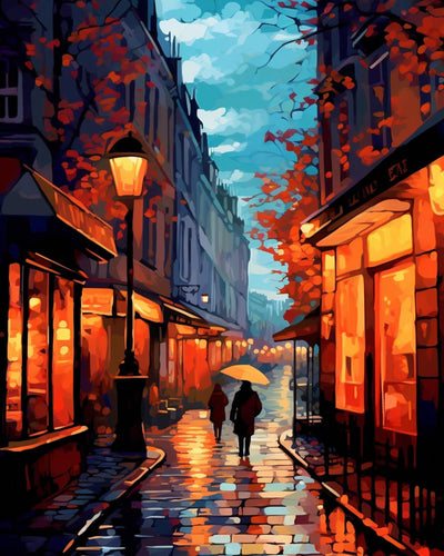 croshom Paint by Numbers Kit for Adults Beginner, DIY Easy Canvas Adult Paint by Numbers Kits, Gifts and Home Wall Decor 16" x 20",Street Scenery