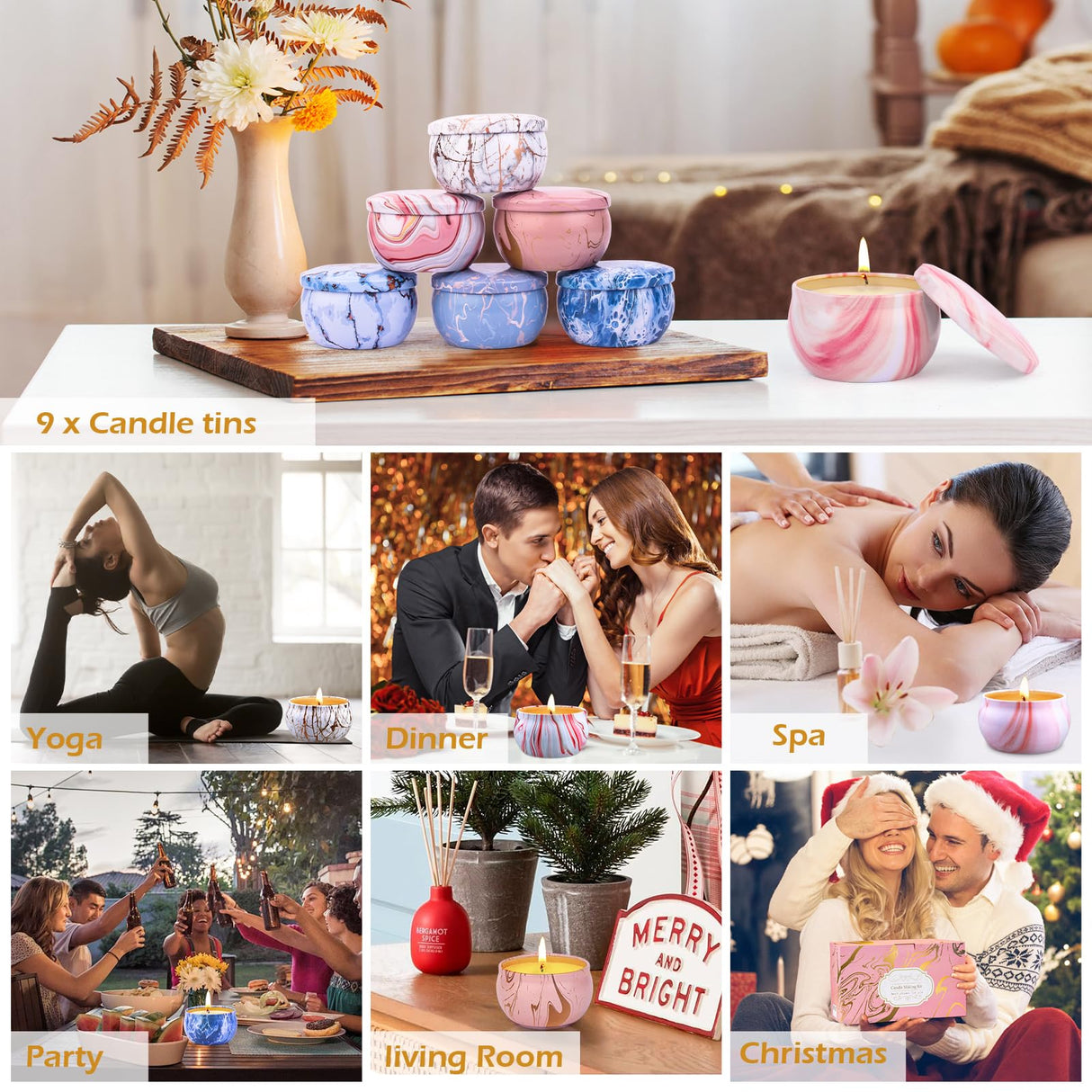 YUEONEWIN Candle Making Kits for Adults, Candle Making Supplies Accessory, DIY Scented Candle Set with Soy Wax, Essential Oil, Wicks, Wax Melting Pot, Moulds, Candle Jars, Dye, Make Your Own Candles YUEONEWIN