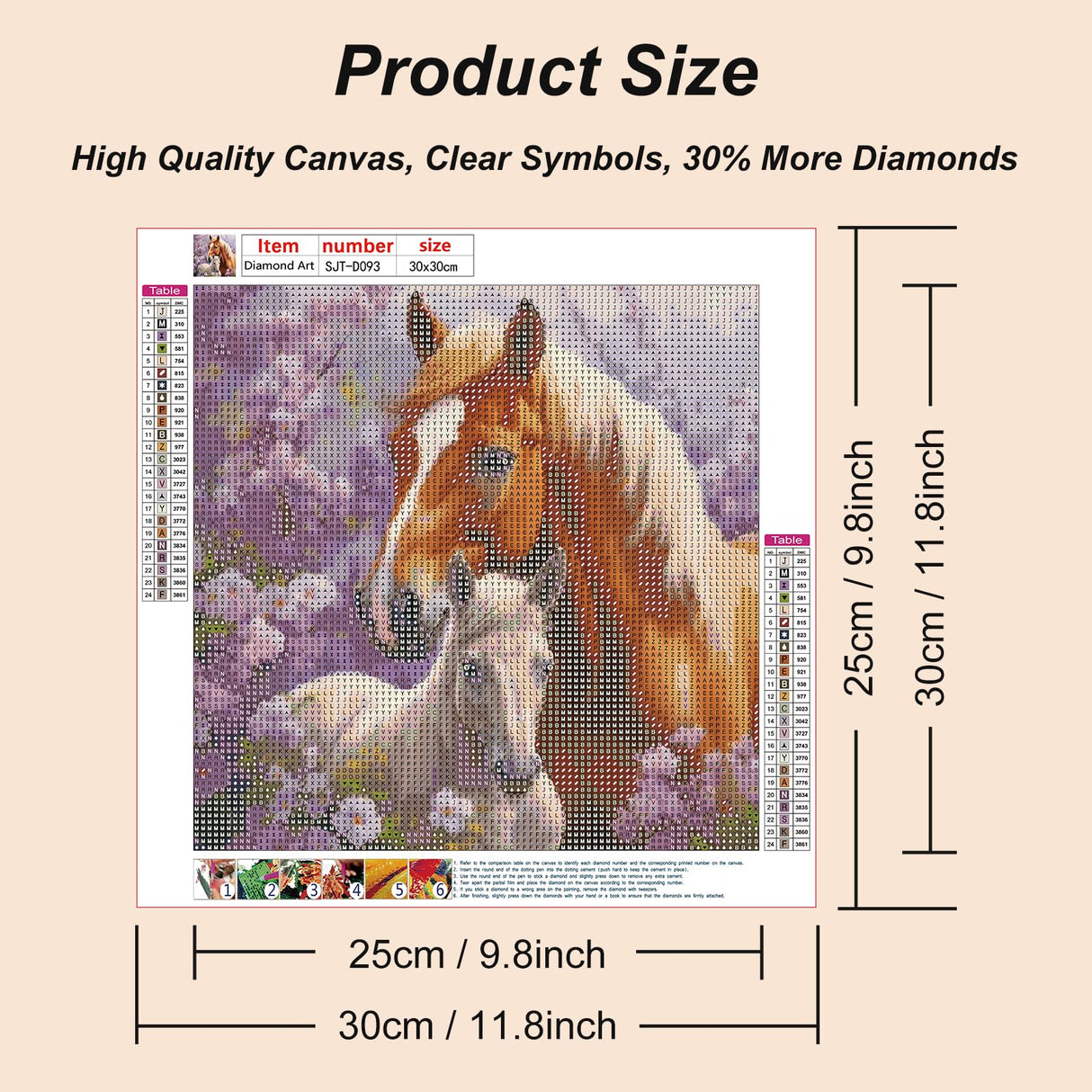 SJUTOUCI Horse Diamond Painting Kits for Adults, Diamond Art Kits for Beginners, 5D DIY Diamond Dot Art, Full Drill Gem Craft for Home Decor 12x12 inch SJUTOUCI