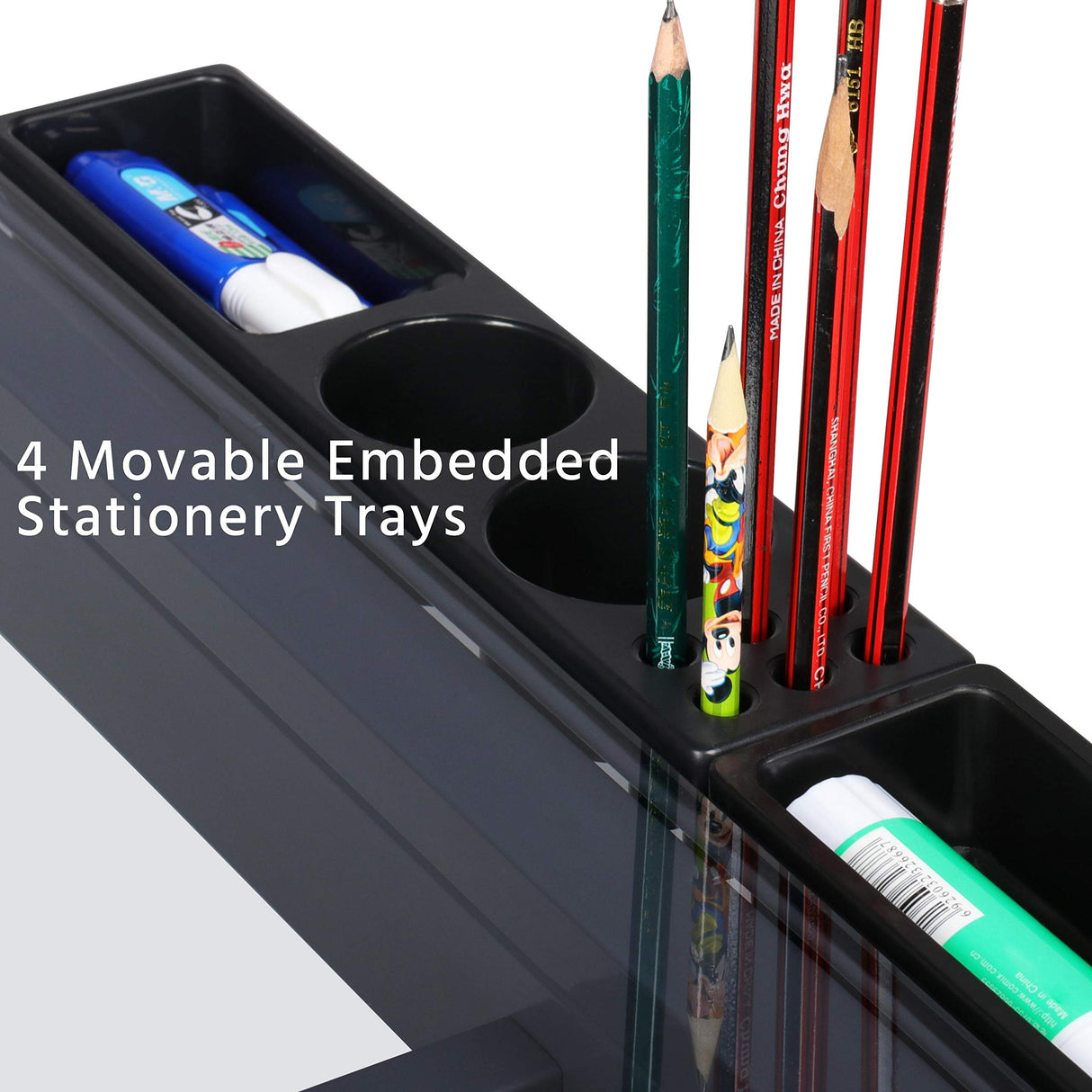 Topeakmart Glass Drafting Table Rolling Drawing Desk Artists Art Craft Desk w/2 Slide Drawers and Wheels for Home Office School Topeakmart