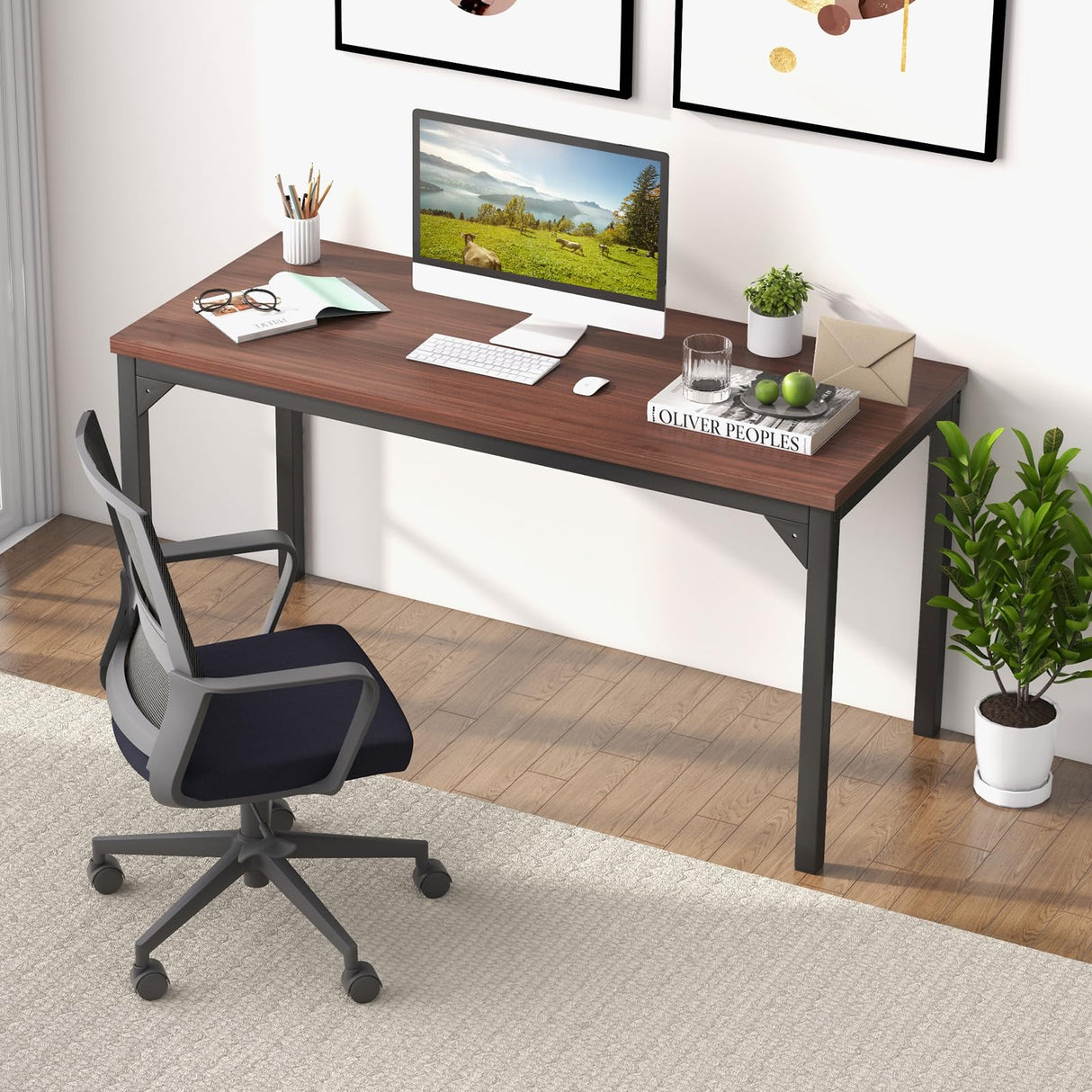 Tangkula Conference Table Set of 2, Rectangular Meeting Room Table with Large Tabletop & Heavy-Duty Metal Frame, Multifunctional Computer Desk for Home, Office, Conference Room Tangkula