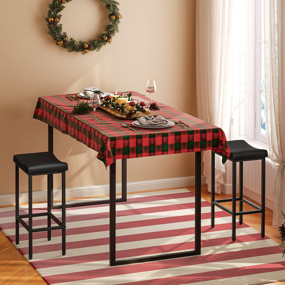 HOOBRO Bar Stools, Set of 2 Bar Chairs, Counter Height Stools, Saddle Stools with Curved Surface, Kitchen Stools, 24.8 Inches, 2.4" Thick Upholstery, for Kitchen, Dining Room, Cafe Black BB10BY01 HOOBRO