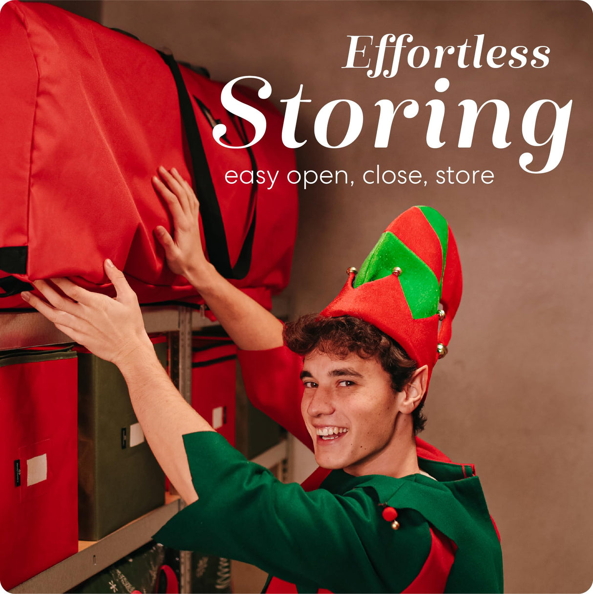 Handy Laundry Rolling Tree Storage Bag - For 7.5-Foot Artificial Christmas Holiday Tree. Zippered Bag, Carry Handles and Wheels for Easy Transport, Protects Against Dust, Insects, and Moisture (Red) Handy Laundry