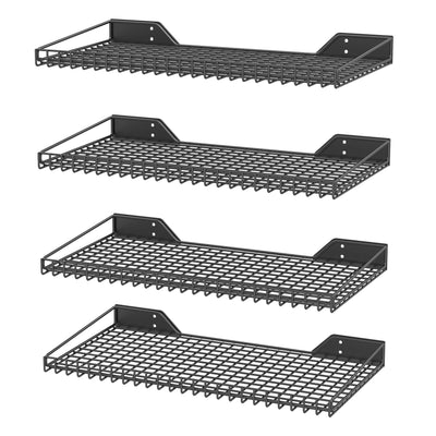 Ultrawall Wall Mounted Storage Shelf for Garage, 4 Pack Metal Shelf Rack, Heavy-Duty Wall Organizer Shelves Suitable for Shop, Shed, Garage 23.5inch x 12inch(Black)