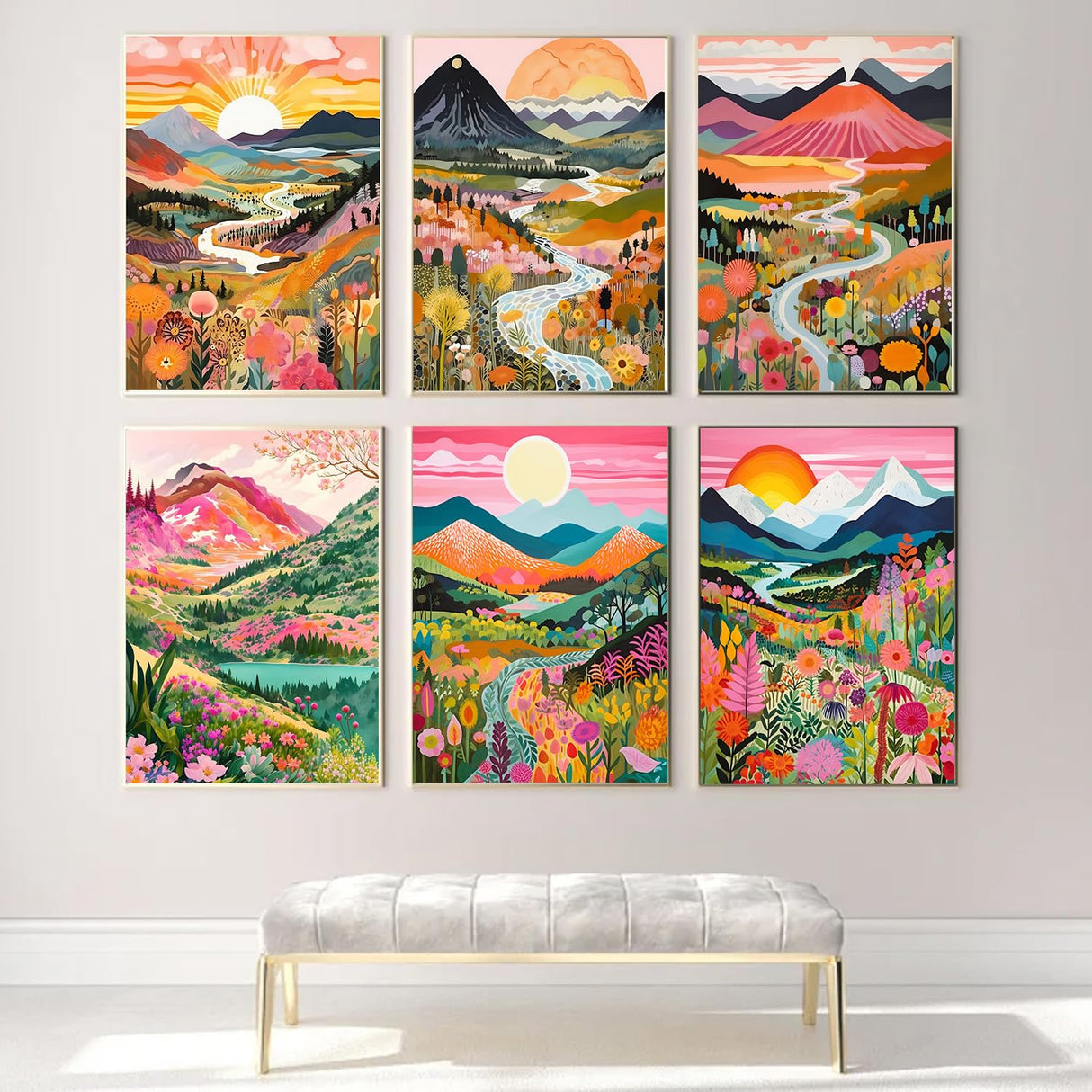 ARPADAMO 6 pack Diamond art Kits for Adults,5D Mountain Flower Diamond Painting DIY Diamond Art landscape Diamond Painting for Adult,Round Full Drill Diamonds, Diamond Art Kit for Home Decor-12x16inch ARPADAMO
