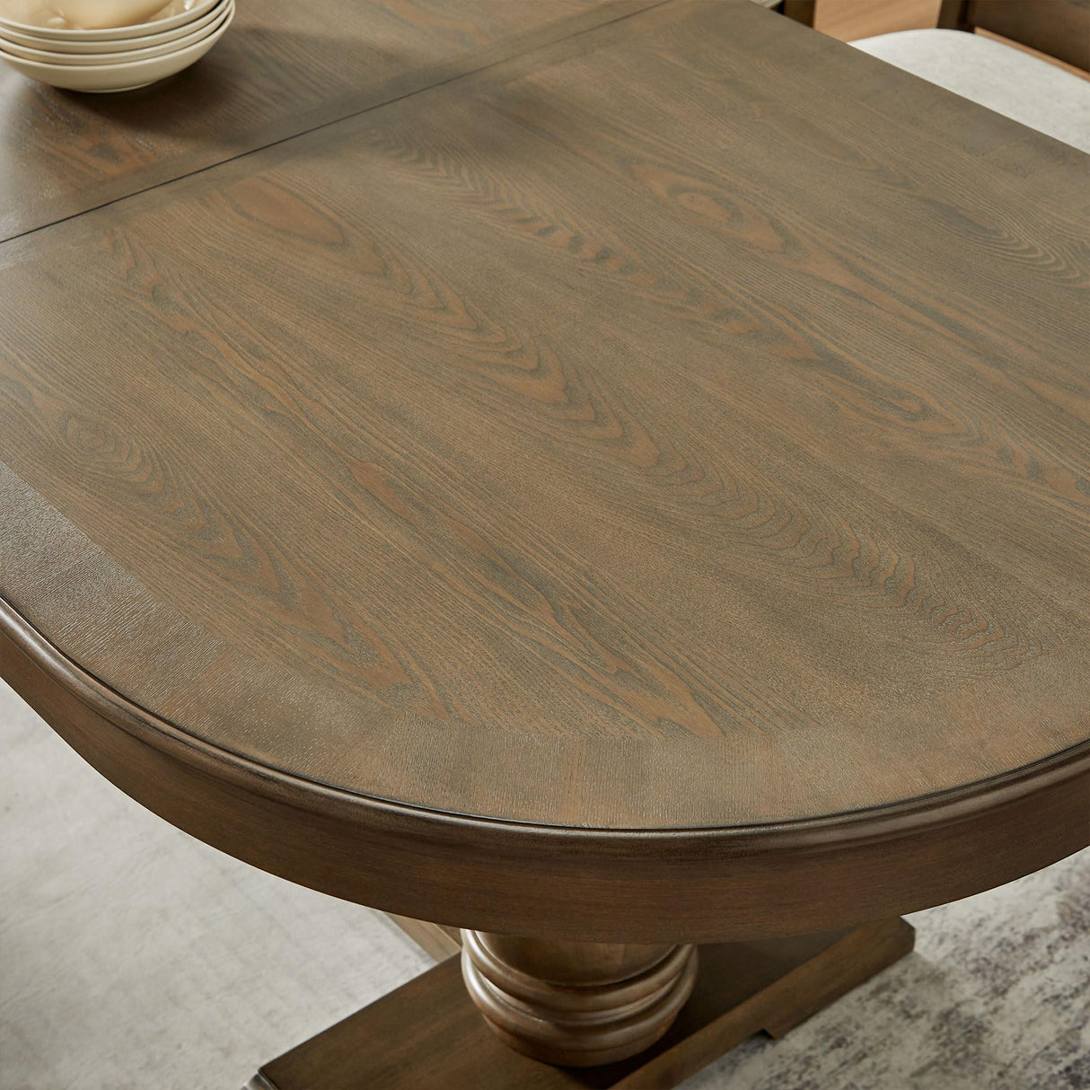 JURMALYN Oval Extendable Dining Table for 6 8 Solid Wood Dining Room Table with 8Chairs Set, 9 Piece Kitchen Table with Leaf Chairs Set Country Rustic Farmhouse Furniture Oak (76.06" to 94.06 ") JURMALYN