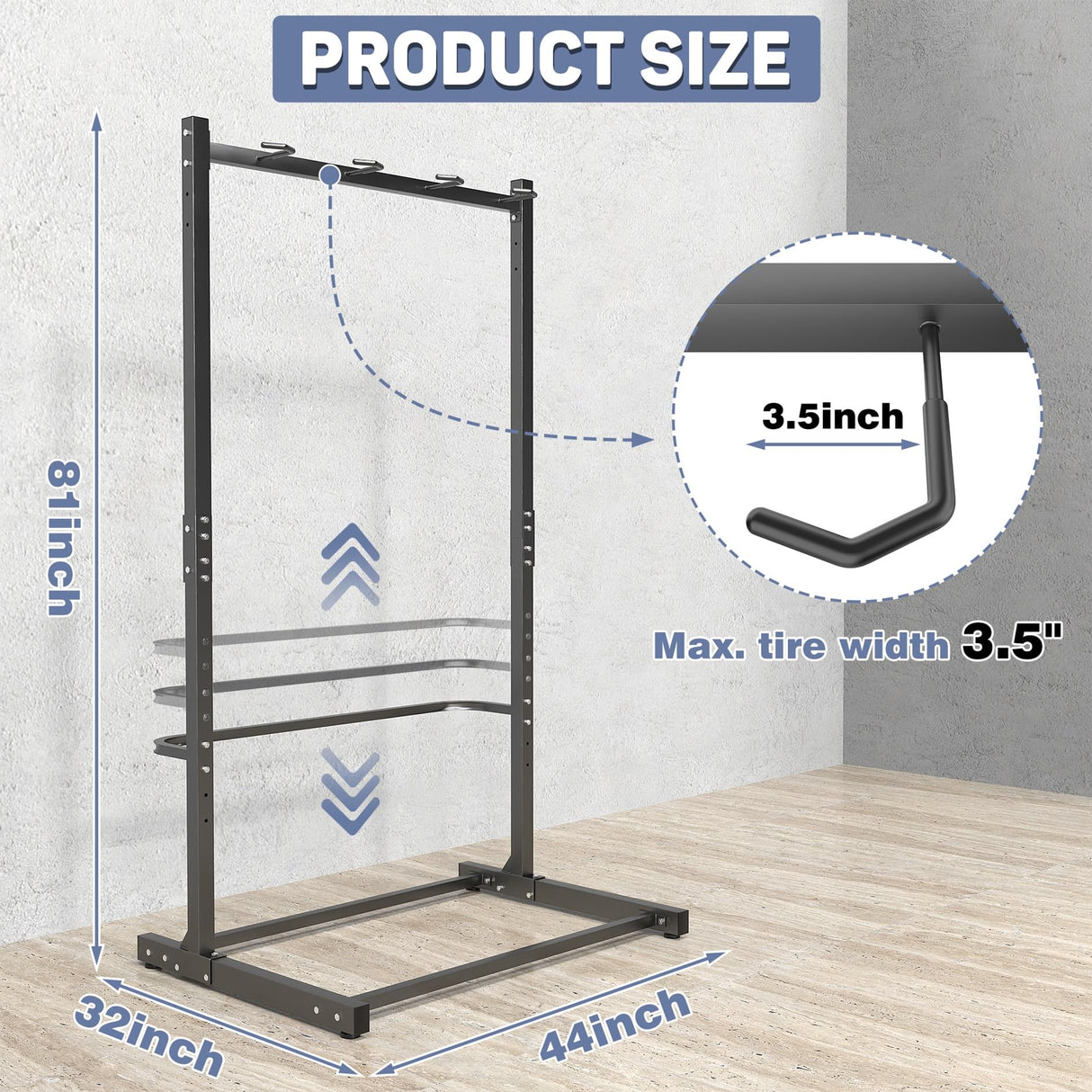 WALMANN Freestanding Bike Stand for Garage, 4 Bikes Vertical Bike Storage Stand Heavy Duty Bike Floor Stand WALMANN