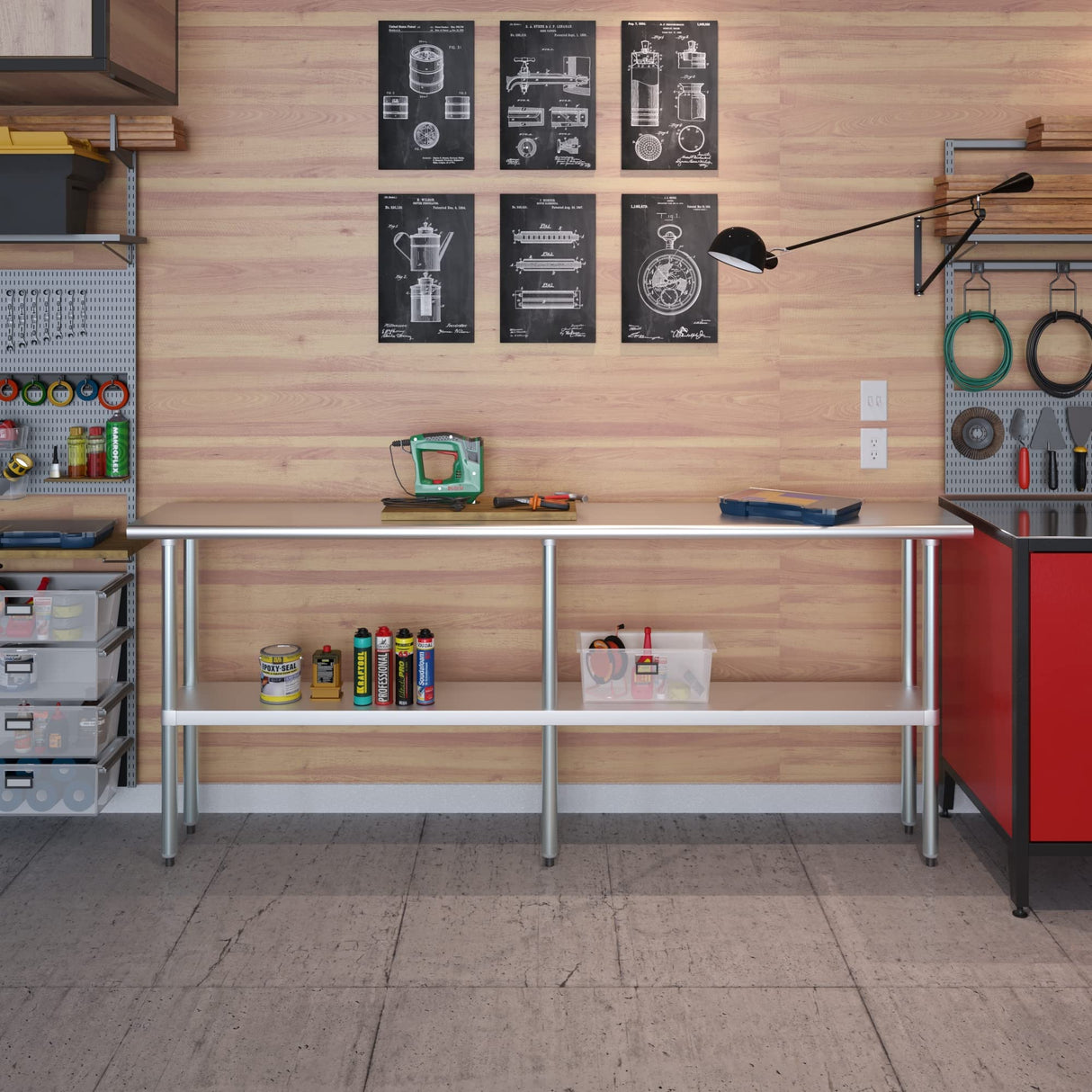 14" X 84" AmGood Stainless Steel Work Table | NSF Metal Prep Table | Commercial & Residential Kitchen Laundry Garage Utility Bench AmGood