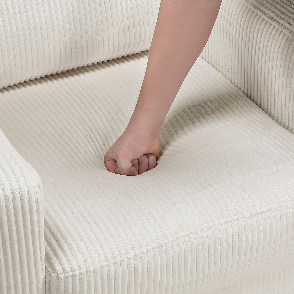 Lexicon Modern Loveseat, Corduroy Fabric Upholstered Loveseat Sofa, Small Couch with Brown Legs, Track Arms, Comfy Couch for Living Room/Bedroom/Apartment, 2-Seater, Beige Lexicon