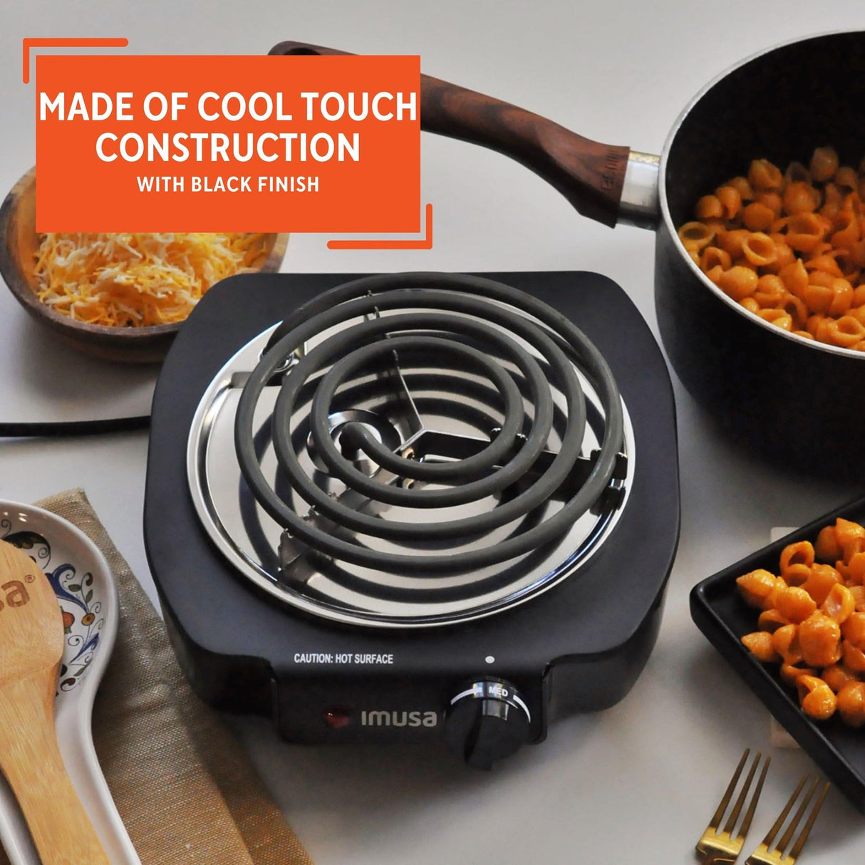 IMUSA USA GAU-80305 Electric Single Burner 1100-Watts, Black Imusa