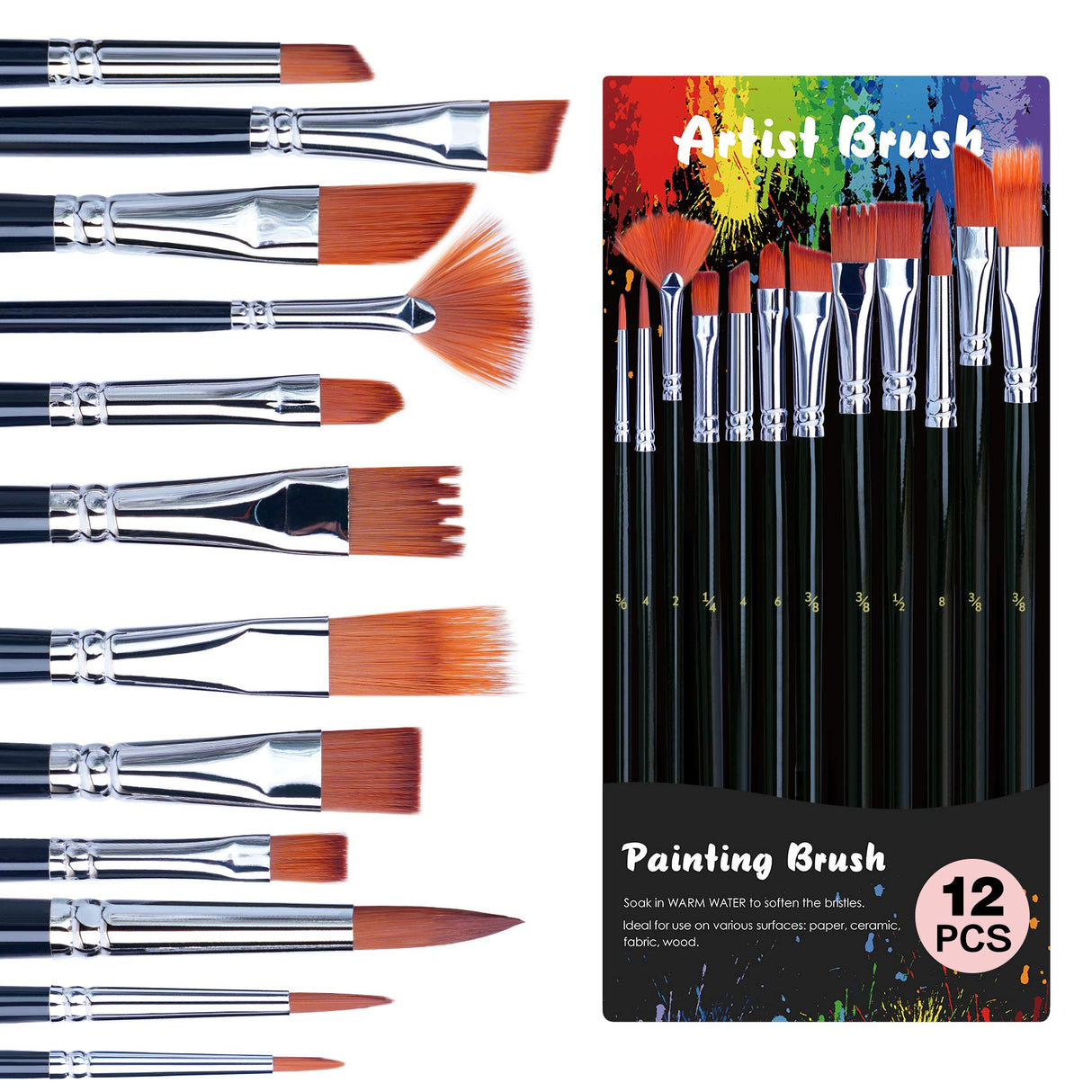 Acrylic Paint Set with 12 Art Brushes, 36 Colors (2 oz/Bottle) Acrylic Paint for Painting Canvas, Wood, Ceramic and Fabric, Paint Set for Beginners, Students and Professional Artist, Rich Pigments TMOL