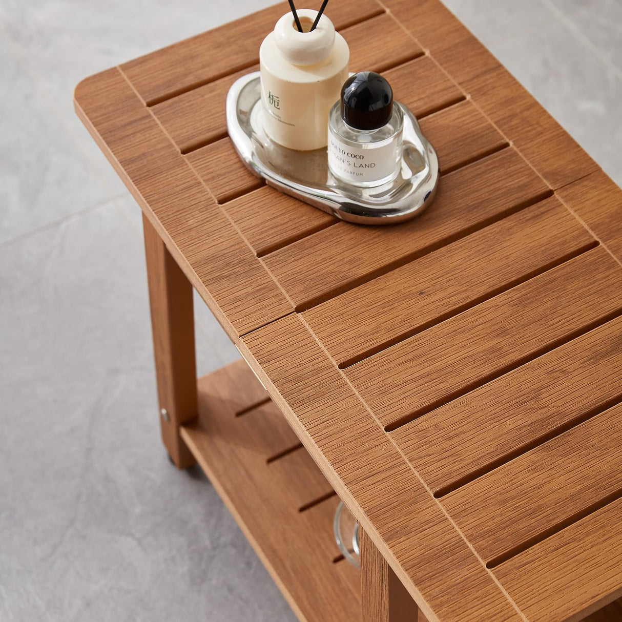 Poly Shower Stool for Inside Shower Waterproof, HDPS Shower Bench for Shaving Legs, Heavy Duty Plastic Bathroom Shower Chair Shower Seat Adjustable Feet, Shower Foot Rest Stool, No-Slip, Brown KaimuBench