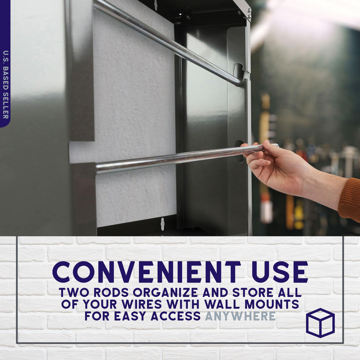 BISupply Wall Mount Electrical Wire Spool Rack Holder - 2 Rod Cable Rack for Ribbon, Filament, Automotive Wiring Storage BISupply